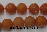 CAJ365 15.5 inches 14mm faceted round red aventurine beads wholesale