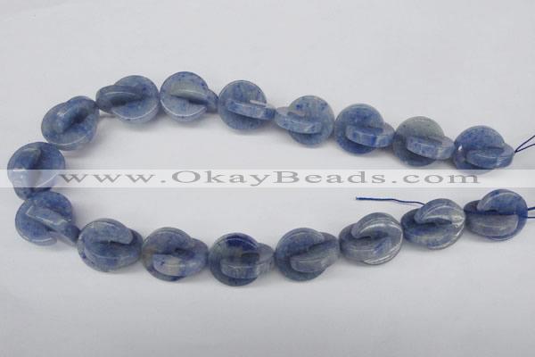 CAJ586 15.5 inches 20*20mm curved moon blue aventurine beads wholesale