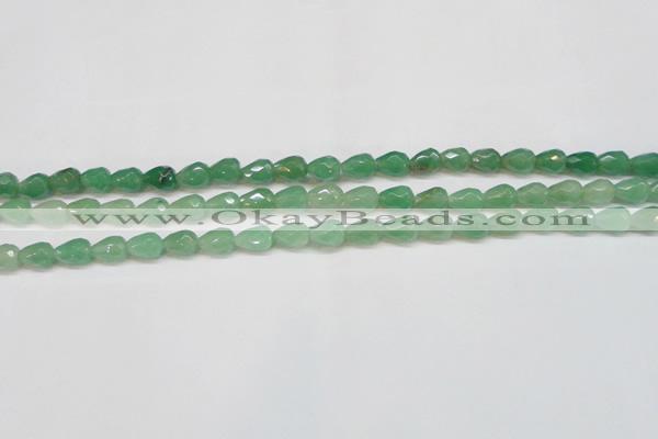 CAJ638 15.5 inches 8*10mm faceted teardrop green aventurine beads