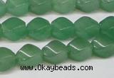 CAJ664 15.5 inches 8*10mm twisted rice green aventurine beads