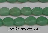 CAJ665 15.5 inches 8*12mm twisted rice green aventurine beads