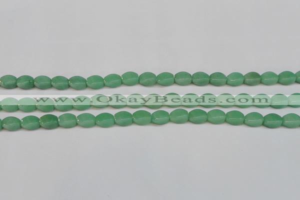 CAJ665 15.5 inches 8*12mm twisted rice green aventurine beads