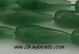 CAJ708 15.5 inches 10*30mm faceted teardrop green aventurine beads