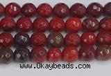 CAJ758 15.5 inches 4mm faceted round apple jasper beads