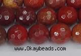 CAJ761 15.5 inches 10mm faceted round apple jasper beads