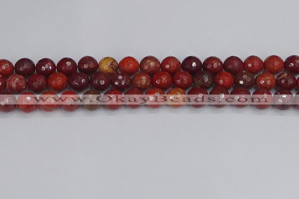 CAJ761 15.5 inches 10mm faceted round apple jasper beads