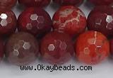 CAJ762 15.5 inches 12mm faceted round apple jasper beads