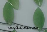 CAJ90 Top-drilled 15*35mm carved leaf green aventurine beads wholesale