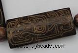 CAL12 14.5 inches 28*60mm carved rectangle agalmatolite beads