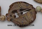 CAL30 14.5 inches 54*56mm carved fish agalmatolite beads