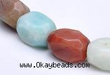 CAM10 10*14mm faceted pebble natural amazonite beads Wholesale