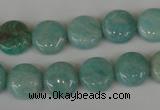 CAM1017 15.5 inches 12mm flat round natural Russian amazonite beads