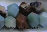 CAM1138 12*16mm - 13*18mm faceted nuggets amazonite gemstone beads