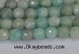 CAM1450 15.5 inches 4mm faceted round amazonite gemstone beads