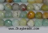 CAM1458 15.5 inches 4mm faceted round amazonite beads wholesale