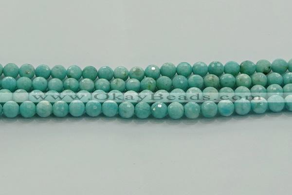 CAM1522 15.5 inches 8mm faceted round natural peru amazonite beads