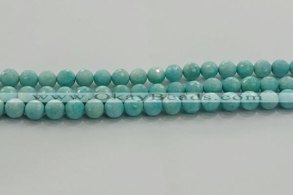 CAM1523 15.5 inches 10mm faceted round natural peru amazonite beads