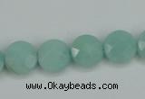 CAM155 15.5 inches 12mm faceted coin amazonite gemstone beads