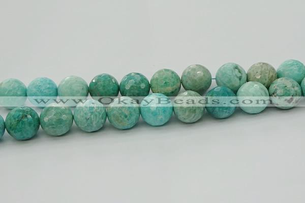 CAM1587 15.5 inches 18mm faceted round Russian amazonite beads