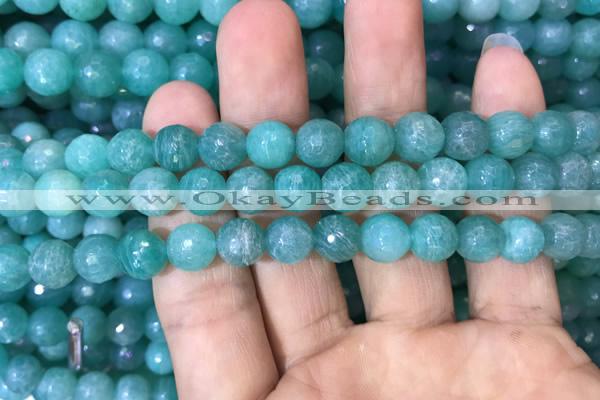 CAM1663 15.5 inches 10mm faceted round Russian amazonite beads