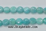 CAM300 15.5 inches 8mm flat round natural peru amazonite beads