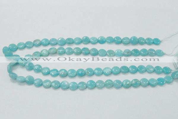 CAM301 15.5 inches 10mm flat round natural peru amazonite beads