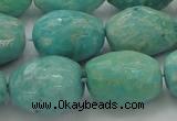 CAM342 15.5 inches 13*18mm faceted nuggets natural peru amazonite beads