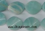 CAM607 15.5 inches 18*22mm twisted oval Chinese amazonite beads