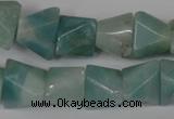 CAM612 15.5 inches 12*16mm pyramid Chinese amazonite gemstone beads