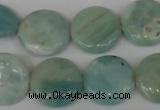 CAM620 15.5 inches 18mm flat round Chinese amazonite gemstone beads