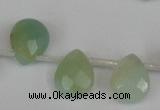 CAM634 Top-drilled 8*10mm faceted flat teardrop Chinese amazonite beads