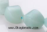 CAM88 15*20mm natural amazonite twisted pebble beads Wholesale