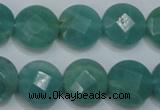 CAM942 15.5 inches 14mm faceted coin amazonite gemstone beads