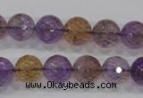 CAN11 15.5 inches 12mm faceted round natural ametrine gemstone beads