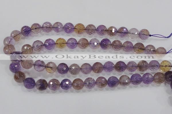 CAN11 15.5 inches 12mm faceted round natural ametrine gemstone beads