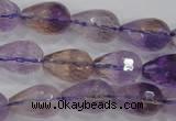 CAN24 15.5 inches 12*16mm faceted teardrop natural ametrine beads