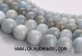 CAQ14 Multi sizes round natural aquamarine gemstone beads wholesale