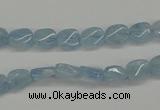 CAQ148 15.5 inches 6*8mm twisted oval natural aquamarine beads