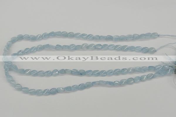 CAQ148 15.5 inches 6*8mm twisted oval natural aquamarine beads