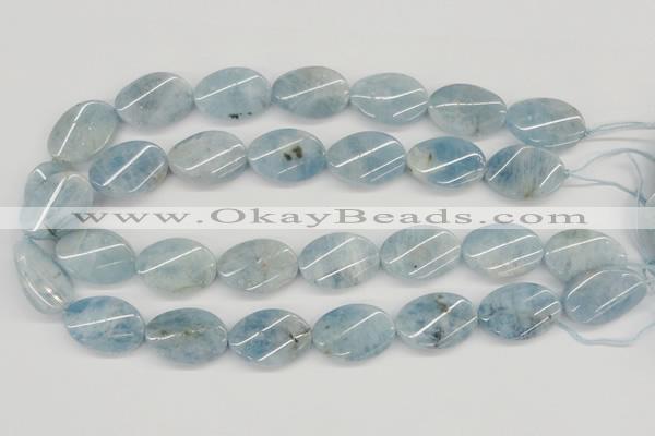 CAQ151 15.5 inches 18*25mm twisted oval natural aquamarine beads