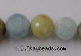 CAQ362 15.5 inches 6mm - 16mm faceted round natural aquamarine beads