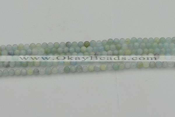 CAQ430 15.5 inches 4mm round natural aquamarine beads wholesale