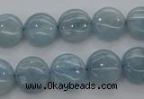 CAQ68 15.5 inches 12*12mm flat round natural aquamarine beads wholesale