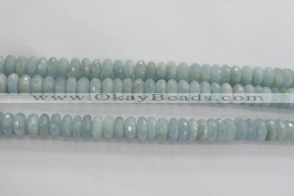 CAQ72 15.5 inches 6*11mm faceted rondelle AB grade aquamarine beads