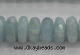 CAQ73 15.5 inches 6*13mm faceted rondelle AB grade aquamarine beads