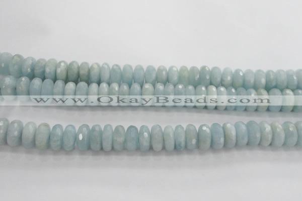 CAQ73 15.5 inches 6*13mm faceted rondelle AB grade aquamarine beads