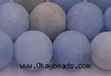 CAQ814 15.5 inches 12mm round matte aquamarine beads wholesale