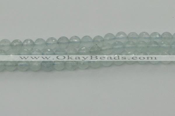 CAQ821 15.5 inches 8mm faceted round aquamarine beads wholesale