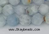 CAQ833 15.5 inches 10mm faceted nuggets aquamarine beads