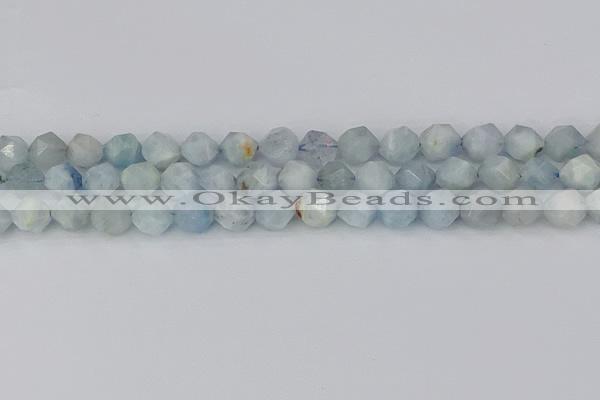 CAQ833 15.5 inches 10mm faceted nuggets aquamarine beads